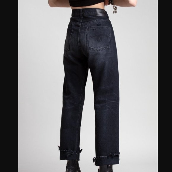 R13 Boyfriend Jeans in Jake Black Size 24 - Picture 4 of 16